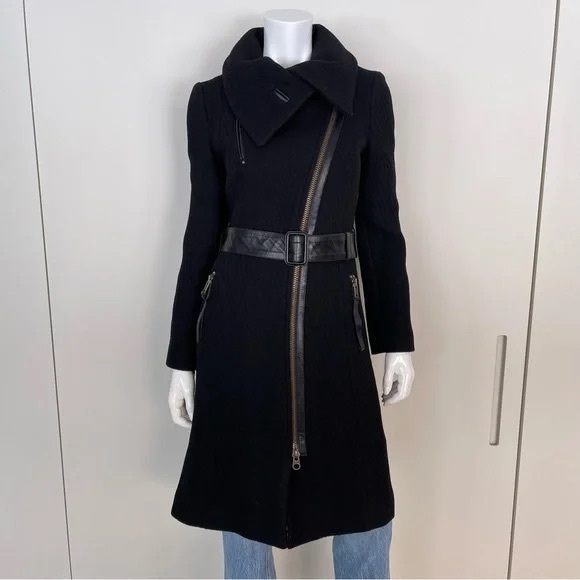 Mackage Black Trench Coat with Belt - Picture 5 of 13